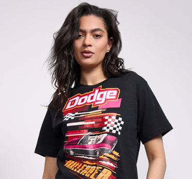 Womens Dodge Challenger Short Sleeve Cropped Tee - Black