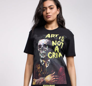 Women Art Is Not A Crime Short Sleeve Tee - Black