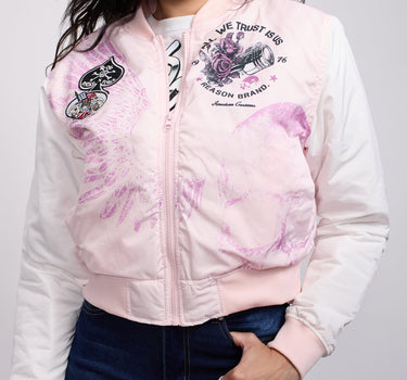 Women All We Trust Varsity Jacket - Cream