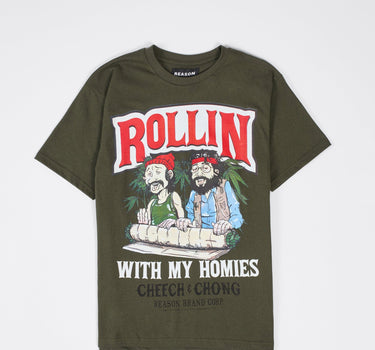 Plus Size Keep Rolling Cheech & Chong Short Sleeve Tee - Green