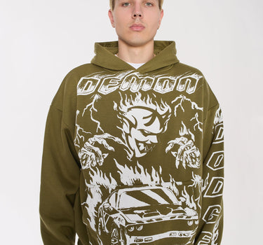 Dodge Demon Oversized Hoodie - Olive Green