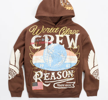 World Class Crew Embroidered Hoodie - Brown