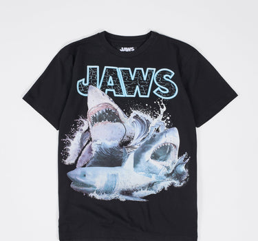 Jaws Front Print Short Sleeve Tee - Black