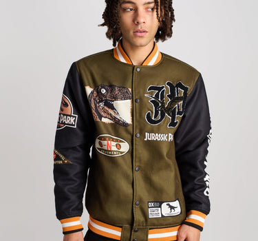 Jurassic Park Varsity Jacket - Olive Green