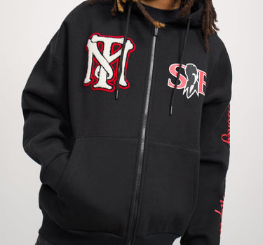 Scarface Respect Chenille Patched Full Zip Hoodie - Black