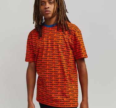 Finesse Allover Print Short Sleeve Tee - Orange