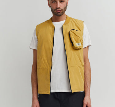 Bader Cotton Twill Color Block Utility Vest - Tan