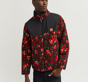 RB Series Sherpa Fleece Zip Up Jacket - Flowers