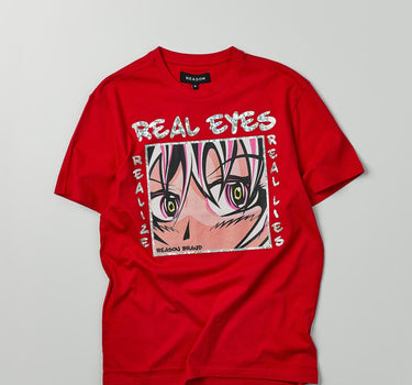 Real Eyes Hologram Print Short Sleeve Tee - Red