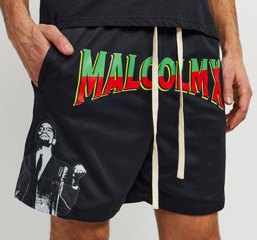 Malcolm X Retro Mesh Shorts - Black