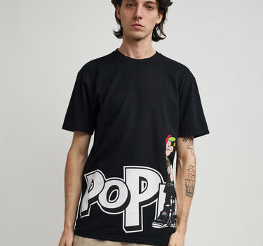 Popeye Side Print Short Sleeve Tee - Black