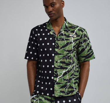 Dots And Camo Split Woven Short Sleeve Shirt