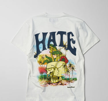 Love Hate Front & Back Print Short Sleeve Tee - White