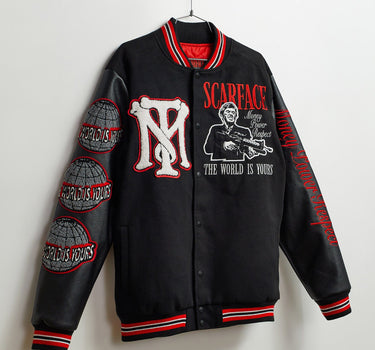 Scarface™ X Reason Collab Patched Wool Varsity Jacket - Black