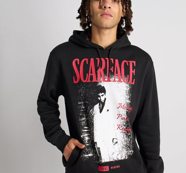 Scarface Money Power Respect Graphic Print Hoodie - Black