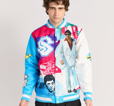 Scarface Retro Bomber Jacket - Blue