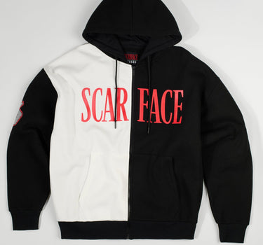 Scarface Split Full Zip Oversized Hoodie - Black&White