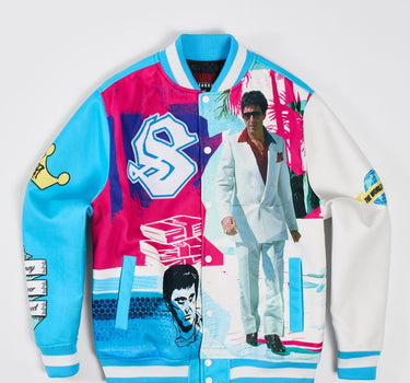 Scarface Retro Bomber Jacket - Blue