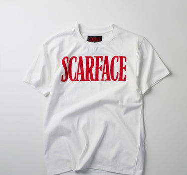 Plus Size Scarface Logo Caviar Print Short Sleeve Tee - White