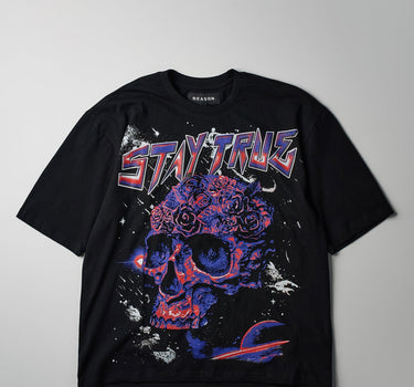 Stay True World Tour Oversized Front And Back Print Tee - Black